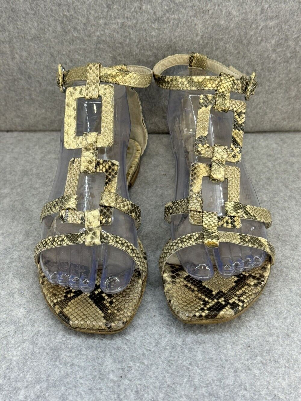 Salvador Spena Snakeskin Leather Flat Sandals Size 38/7.5 - Re-Soled